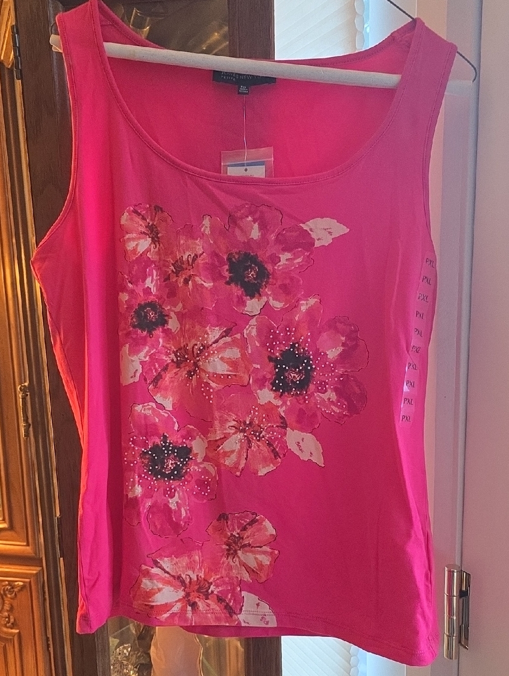 Jones New York Hot Pink Floral Tank Top